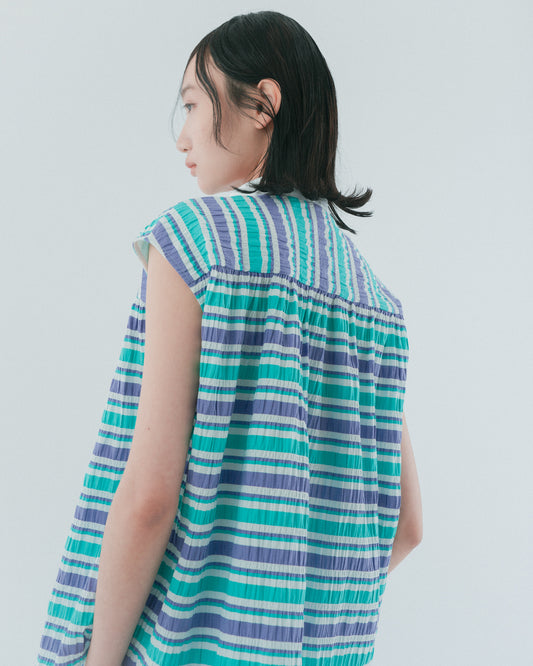 Beige transparent skin puff top