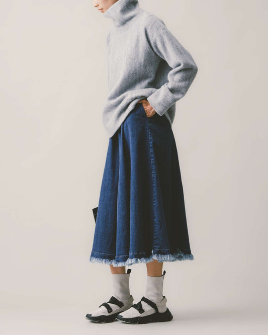 水洗感抽鬚單寧長裙