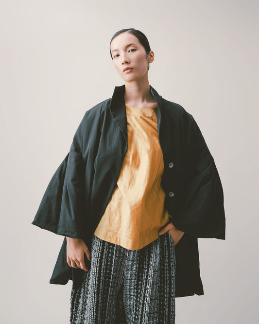 黑灰條緹花繭型褲