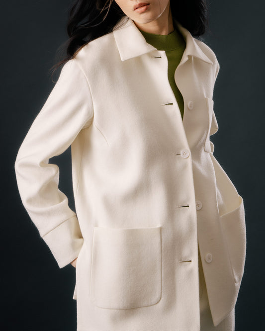 米白毛料襯衫式外套