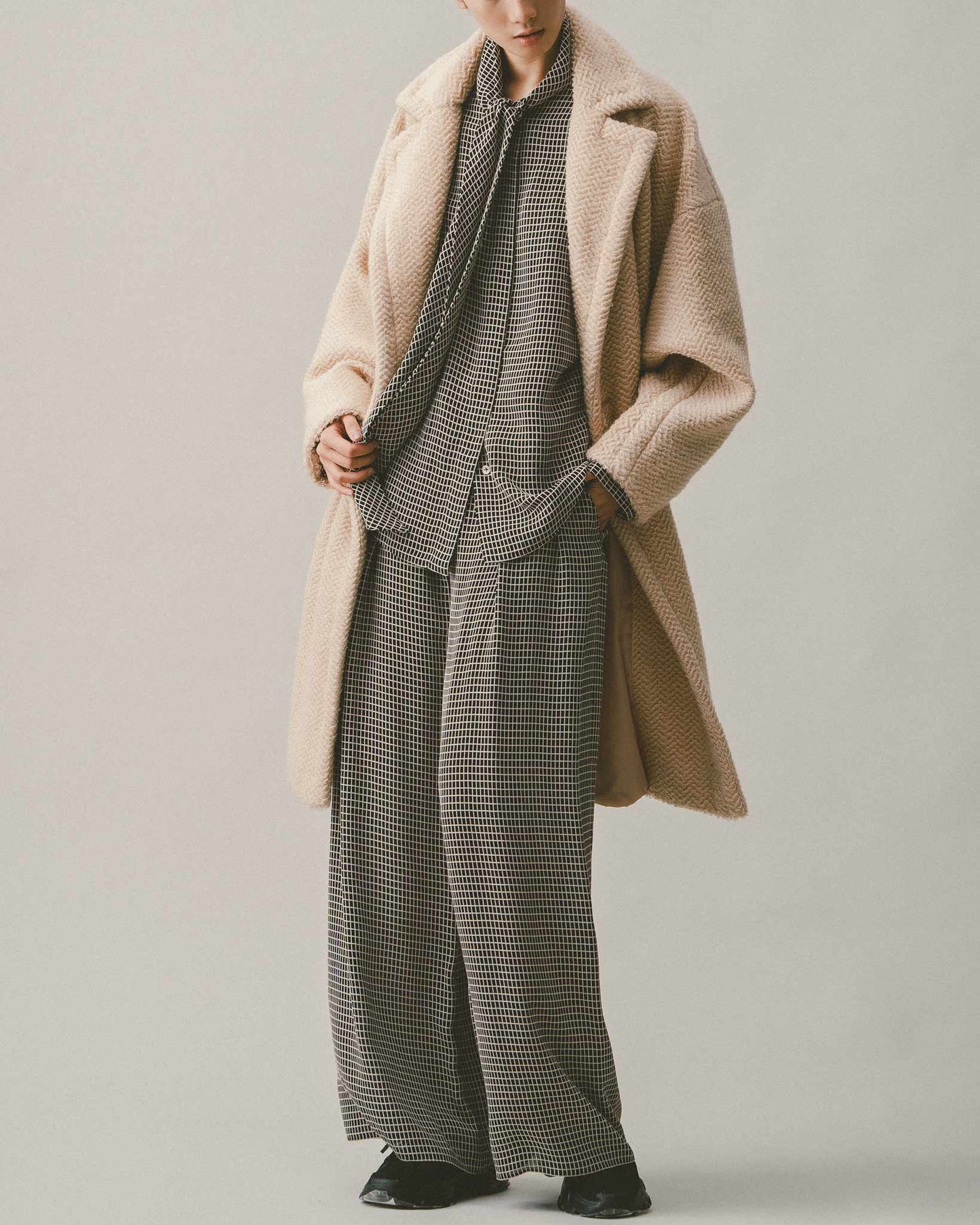 Teddy lapel coat (khaki)