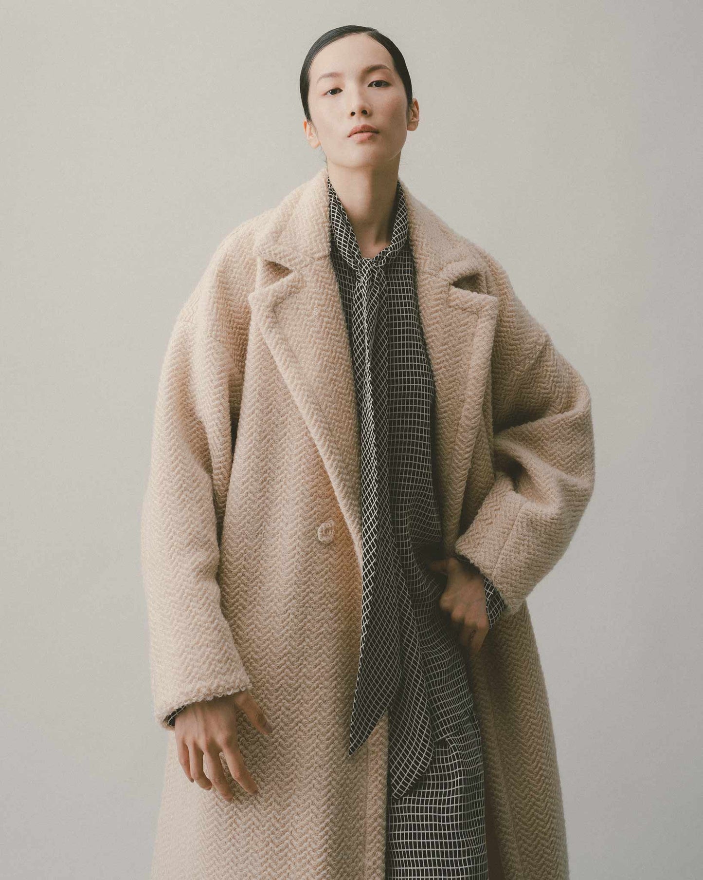 Teddy lapel coat (khaki)
