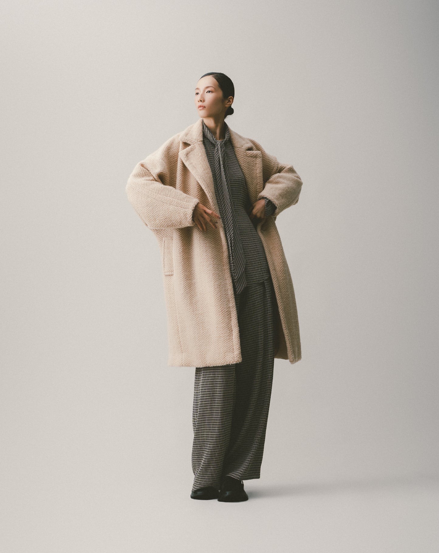 Teddy lapel coat (khaki)