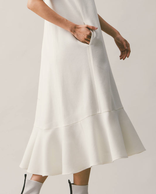 米白無袖長洋裝