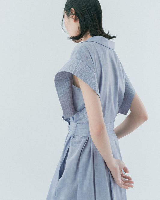 藍西裝綁帶洋裝
