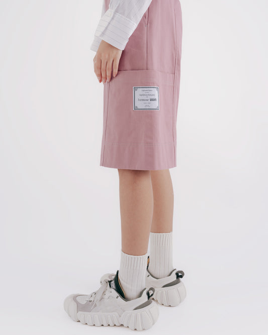 多剪裁設計牛仔短褲(粉色)