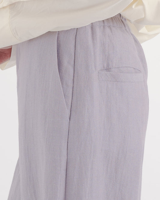 淺紫棉麻落地寬褲