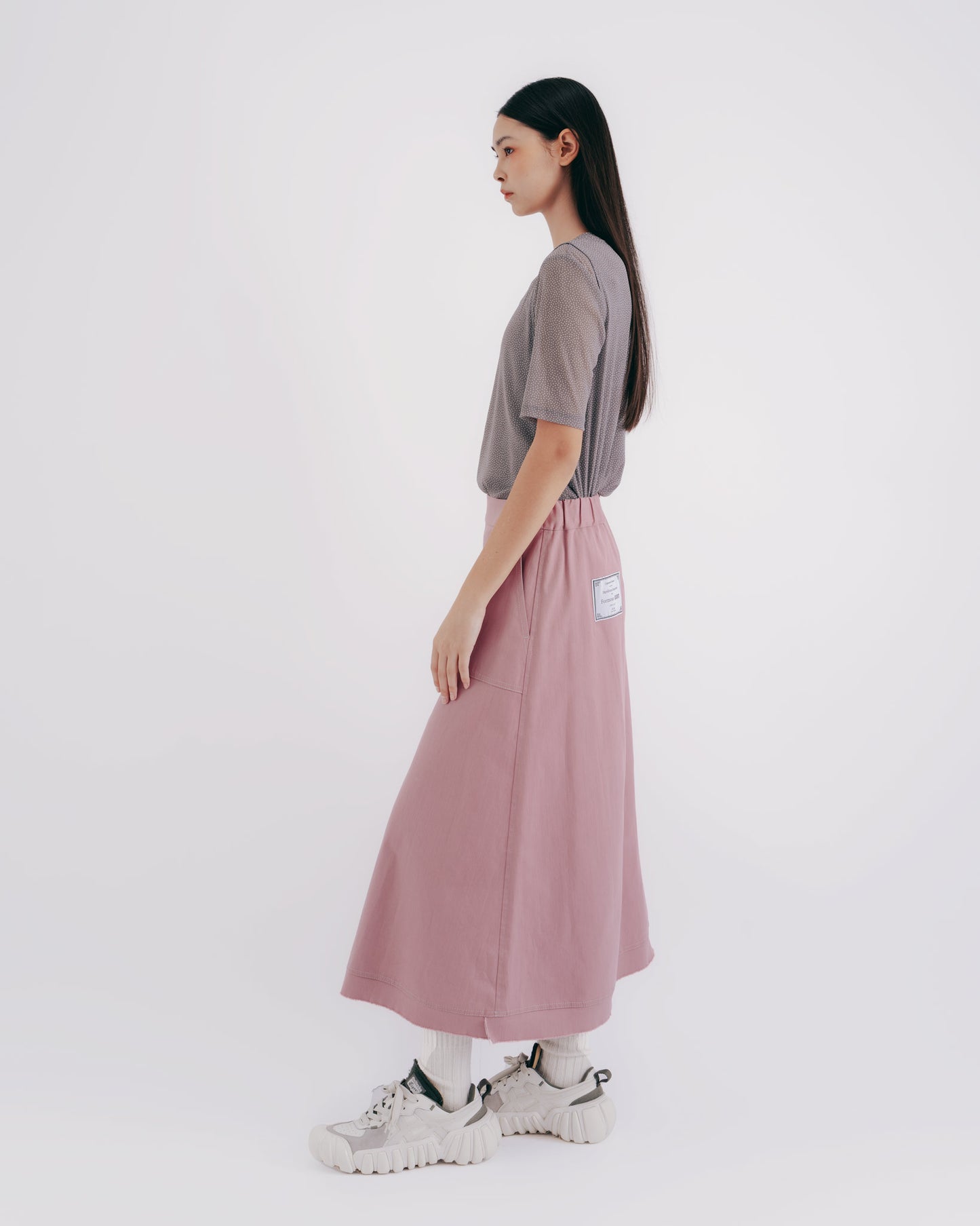 Gray and white raindrop two-piece sheer top