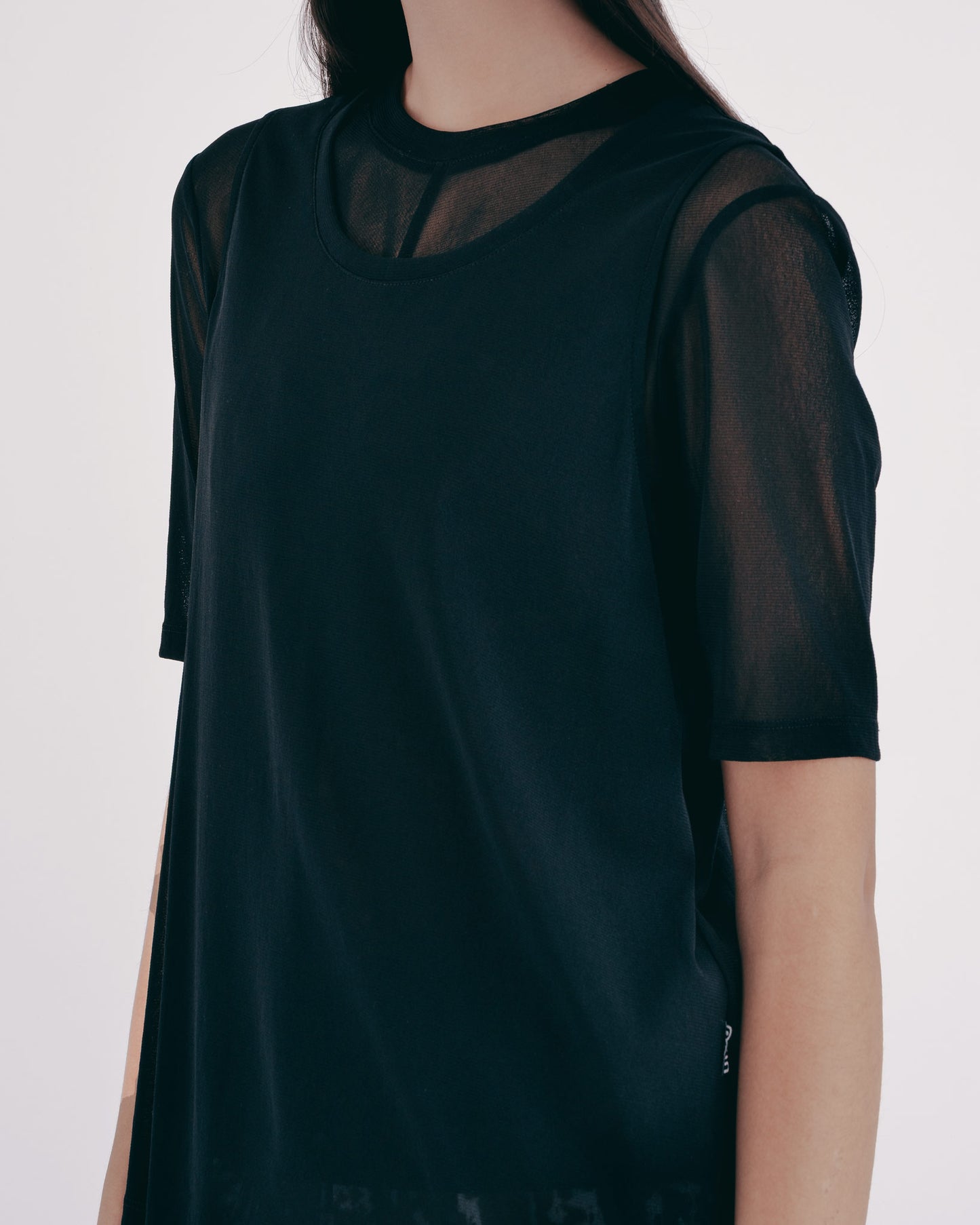 Two-piece sheer top (black)