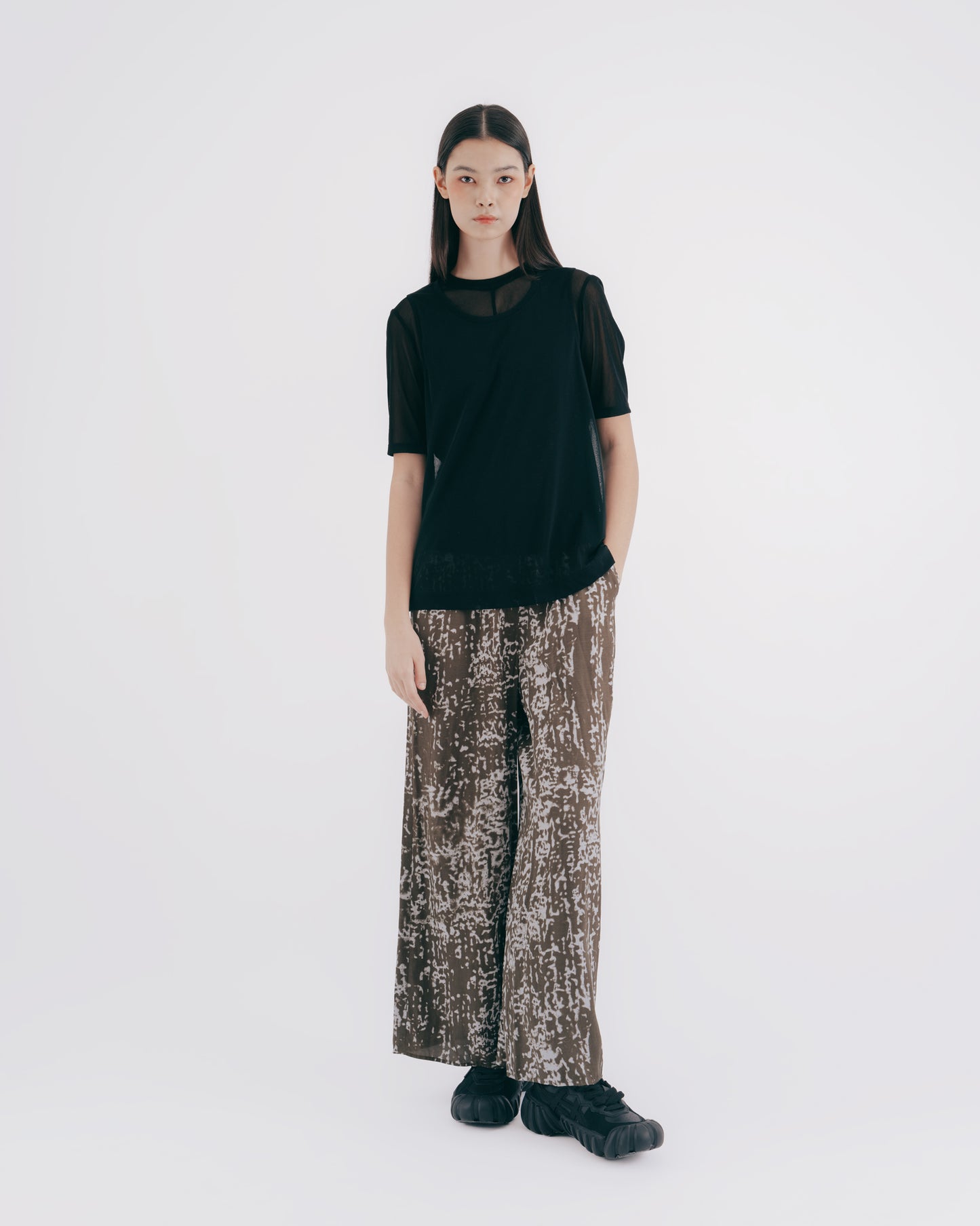 Two-piece sheer top (black)