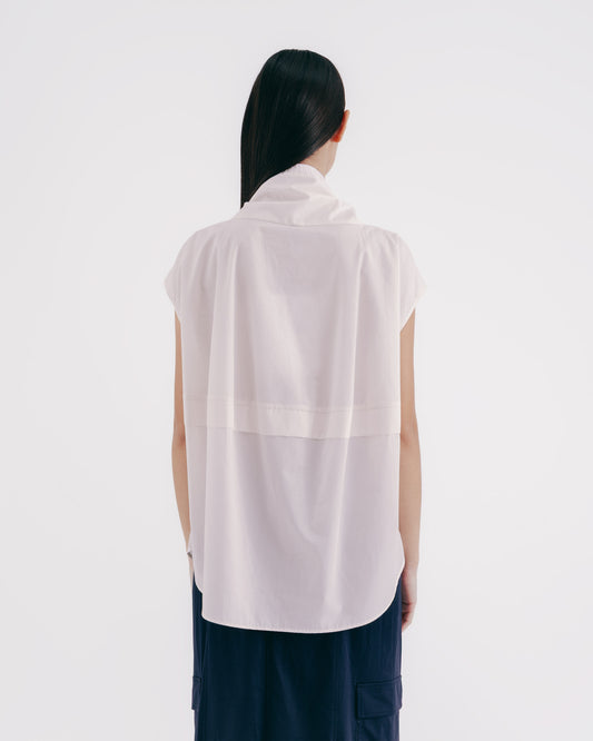 造型感高領層次拼接上衣(粉色)