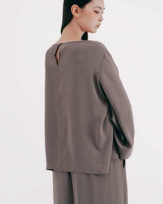 質感啞光綠和服袖上衣