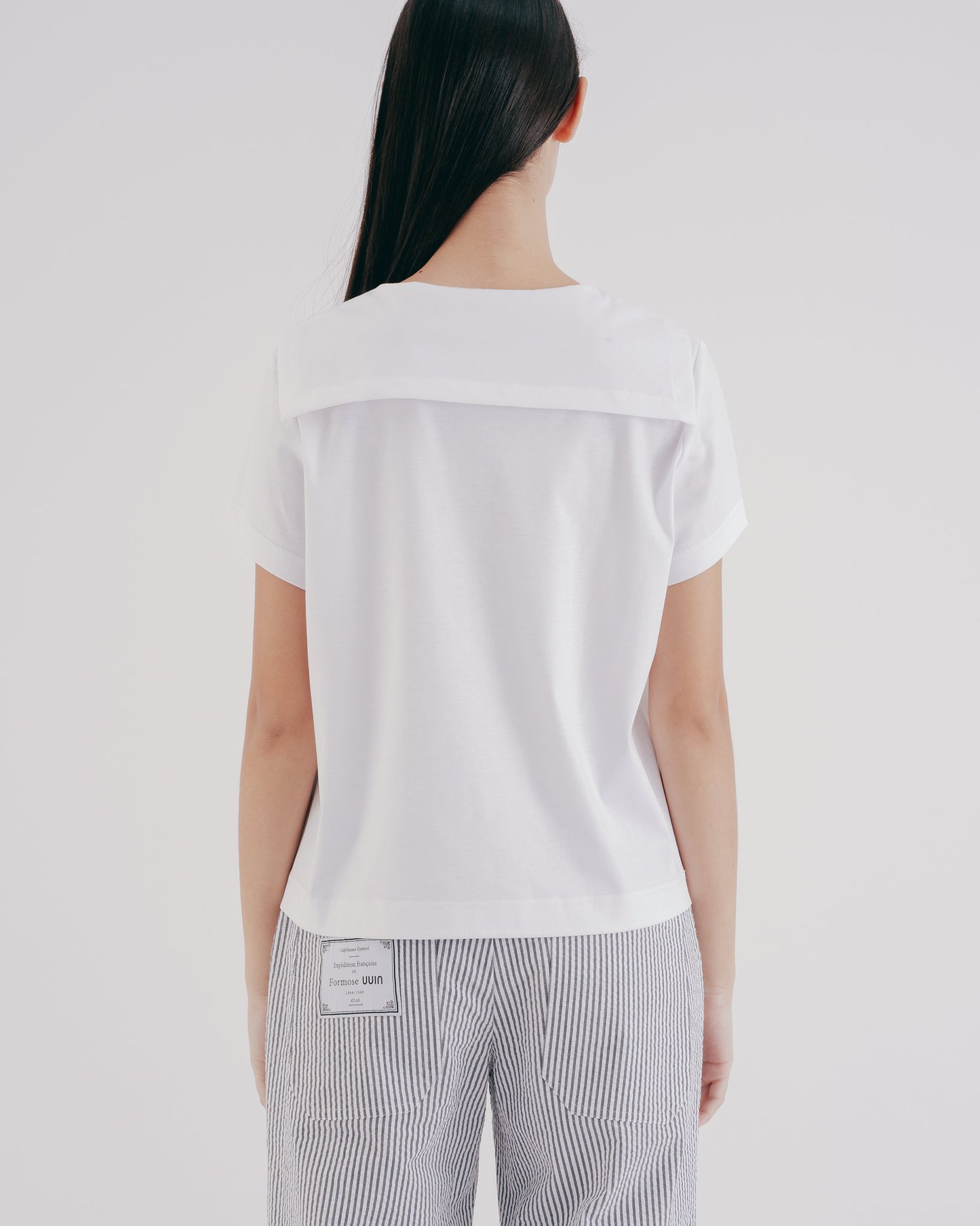 Stylish Sailor Collar Knit Top (White)