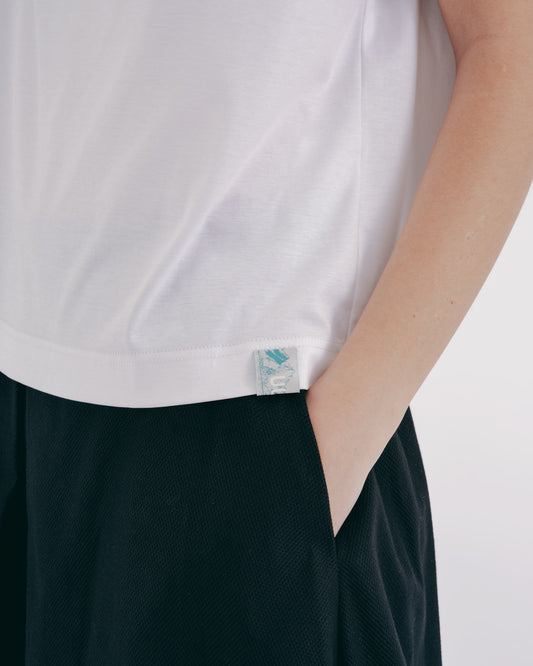 船領小翹袖針織上衣(白色)