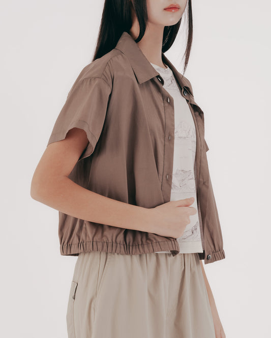 絲棉下襬鬆緊短袖上衣