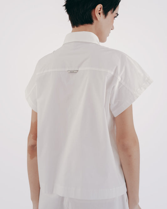 棉質連肩短袖襯衫(白色)