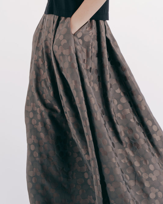 咖啡光澤圓點合摺散裙