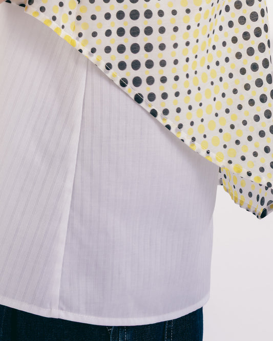 假兩件層次圓點無袖上衣