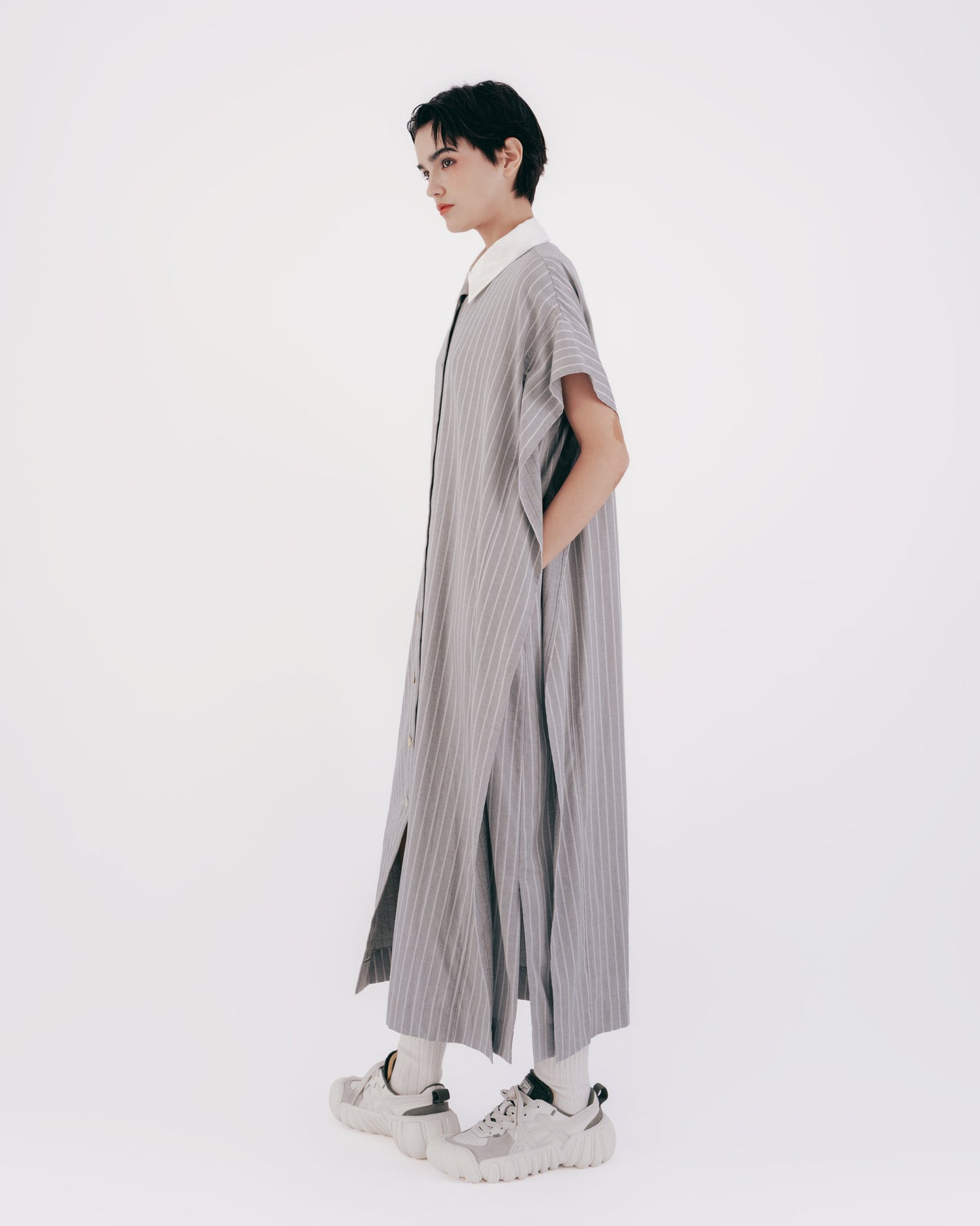 Delicate silver onion striped dress
