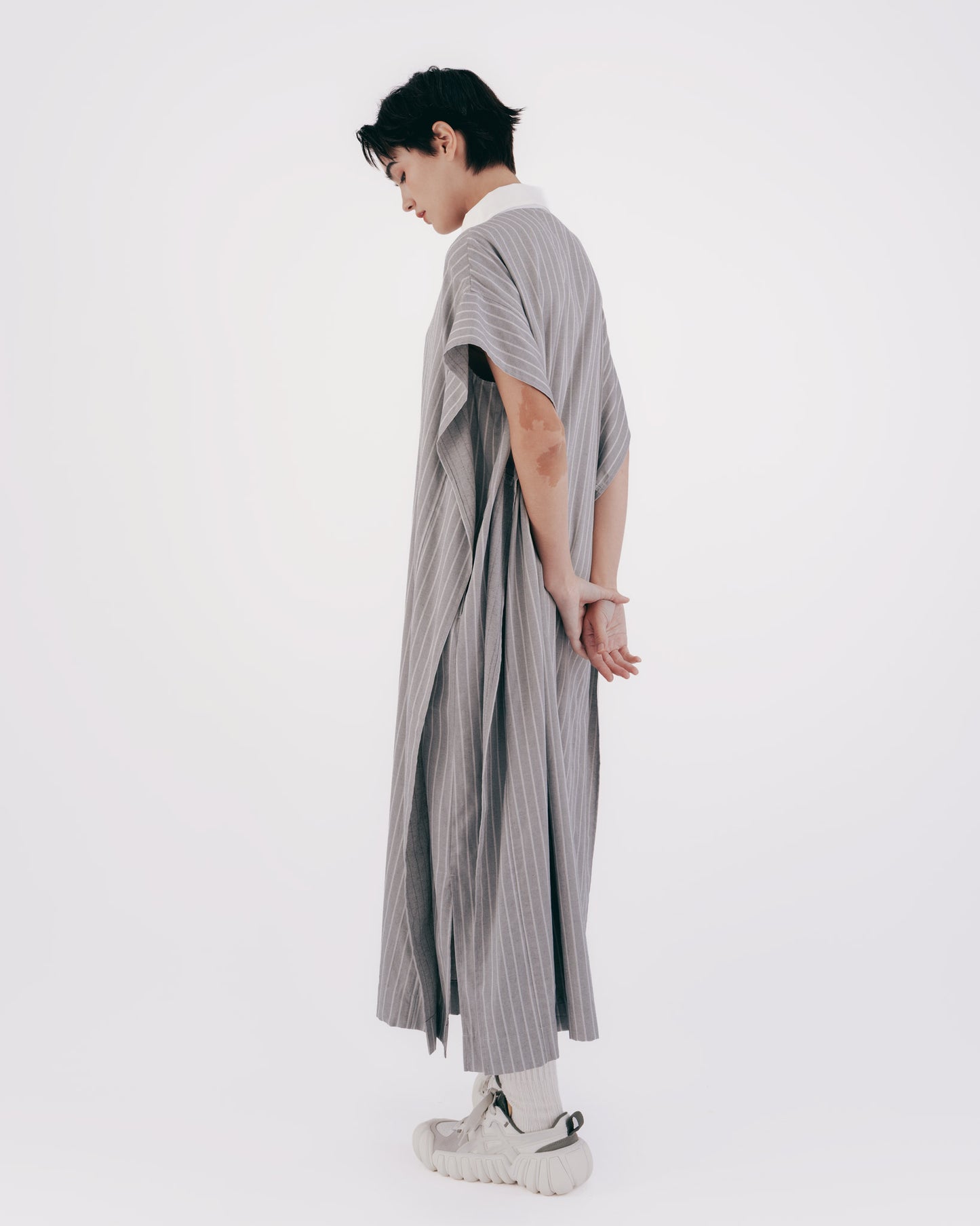Delicate silver onion striped dress