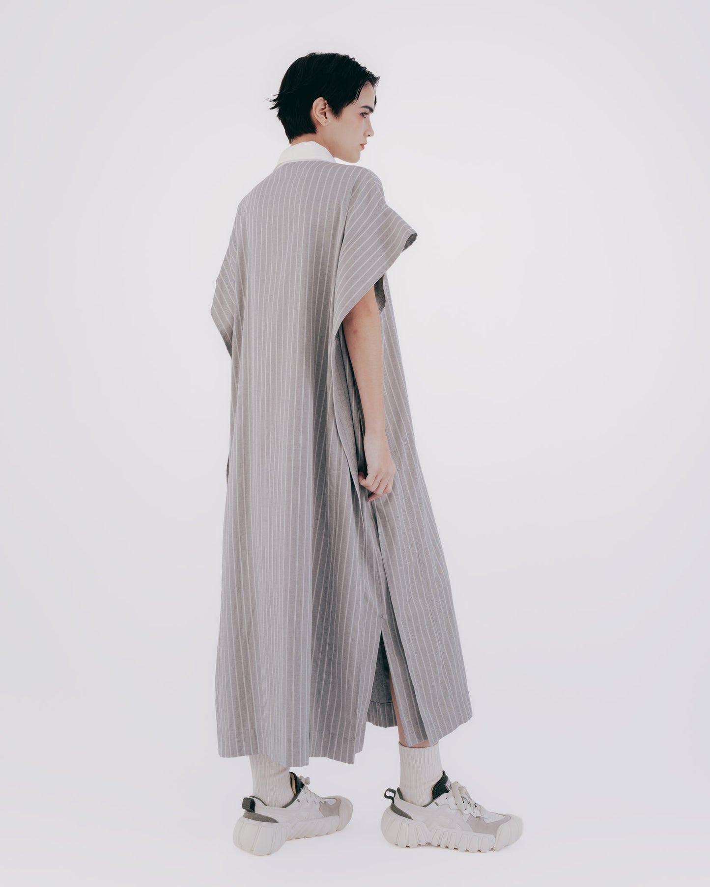 Delicate silver onion striped dress