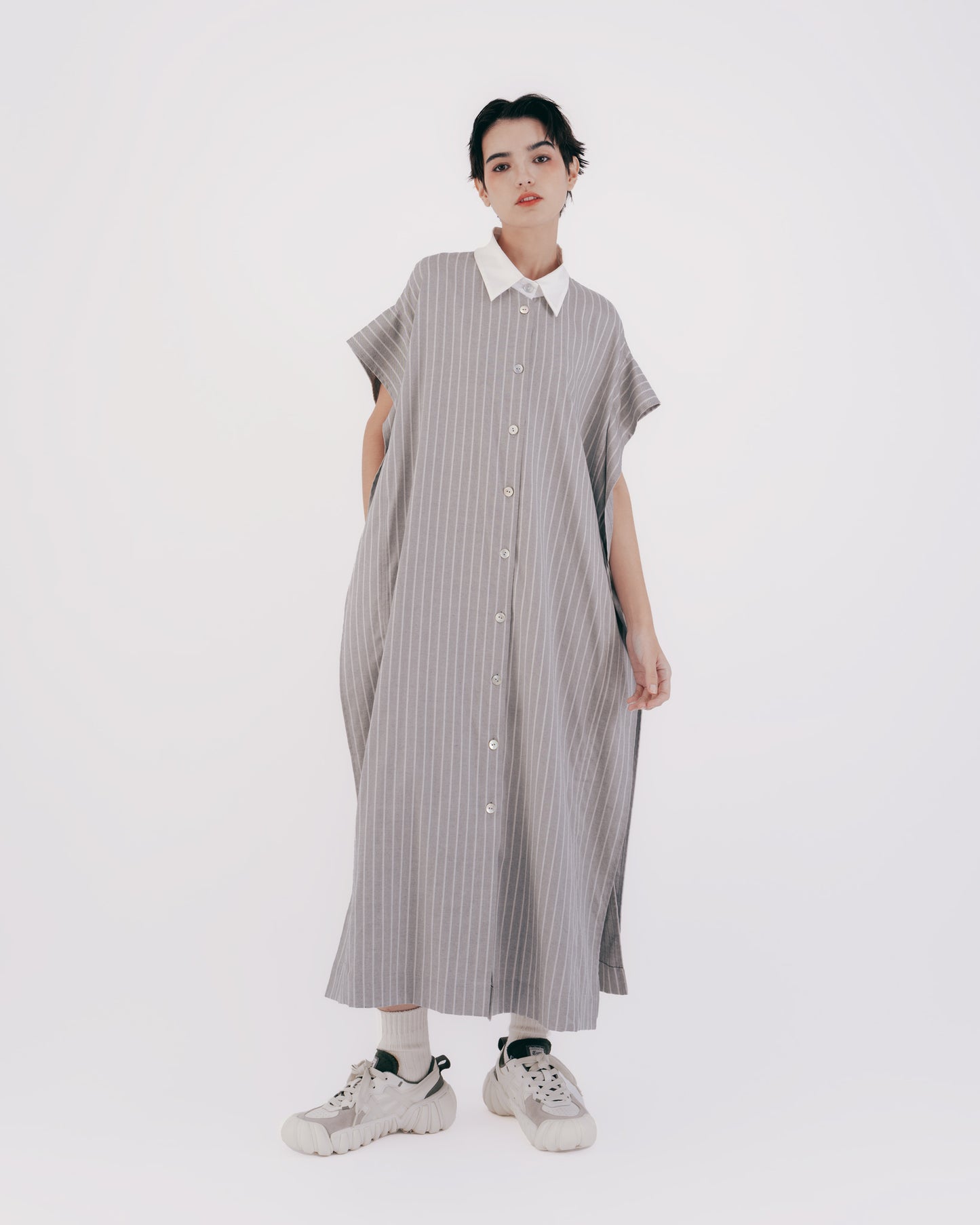 Delicate silver onion striped dress
