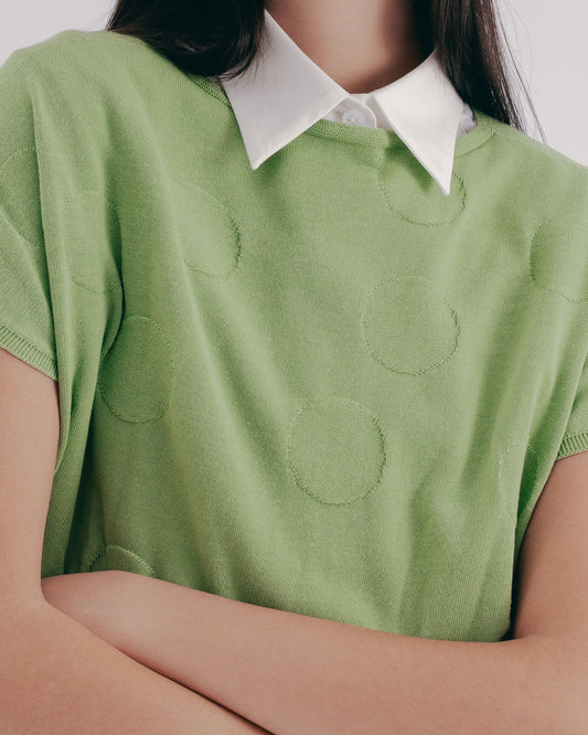 一體成型圓點針織上衣(綠)