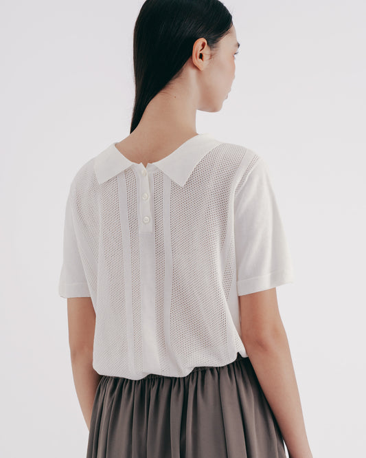 正反兩穿針織POLO衫(白色)