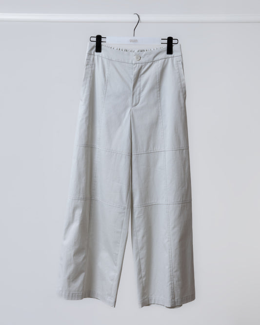 結構感拼接寬版長褲(灰色)