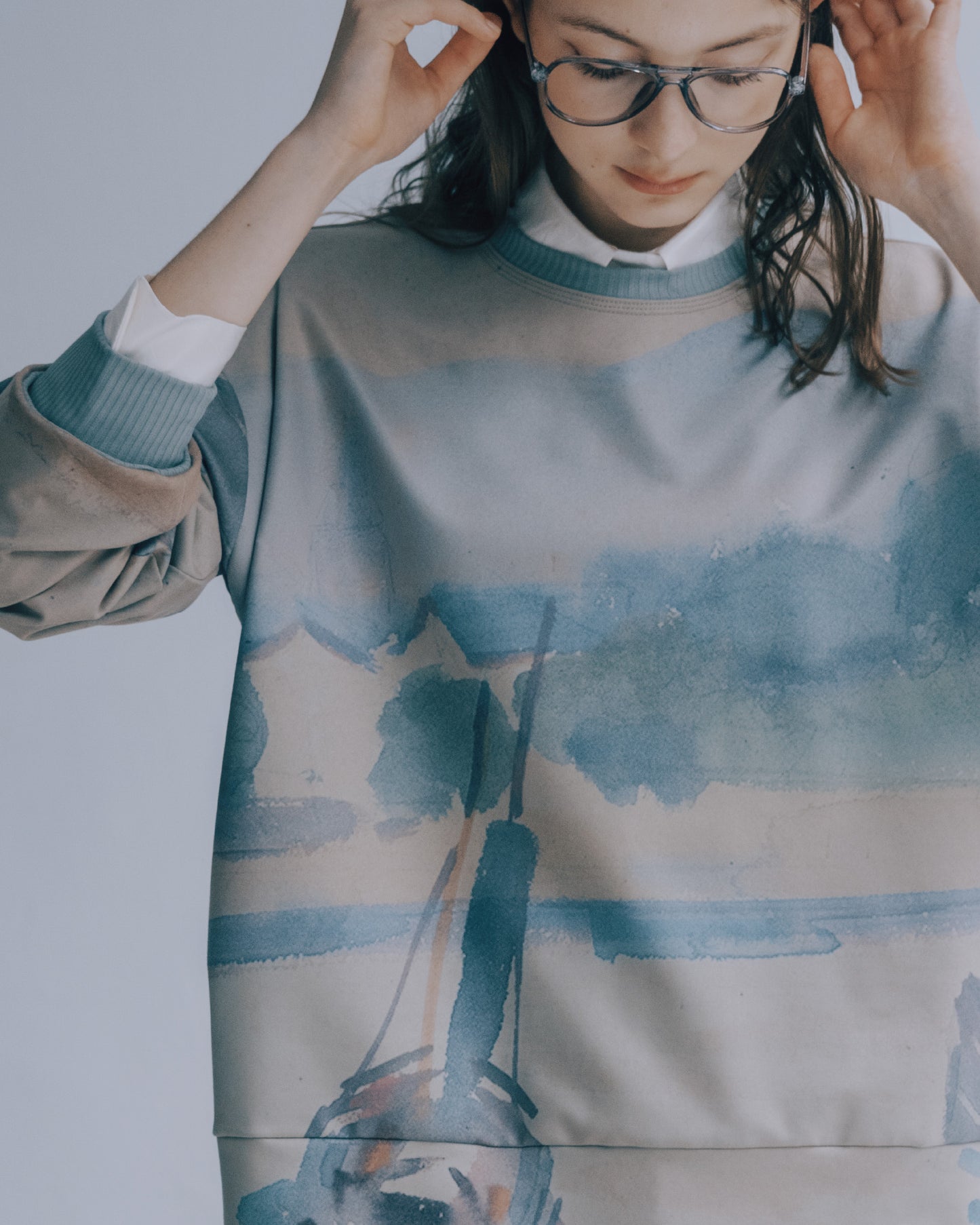 港口印花長袖上衣