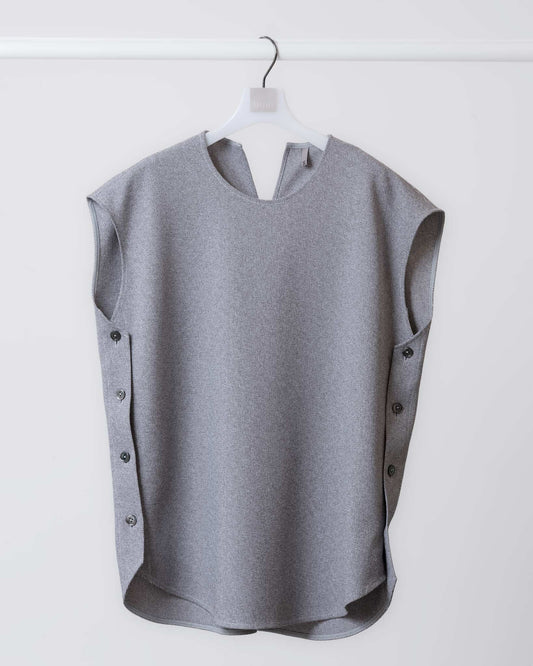 雙色交織緹花側釦背心