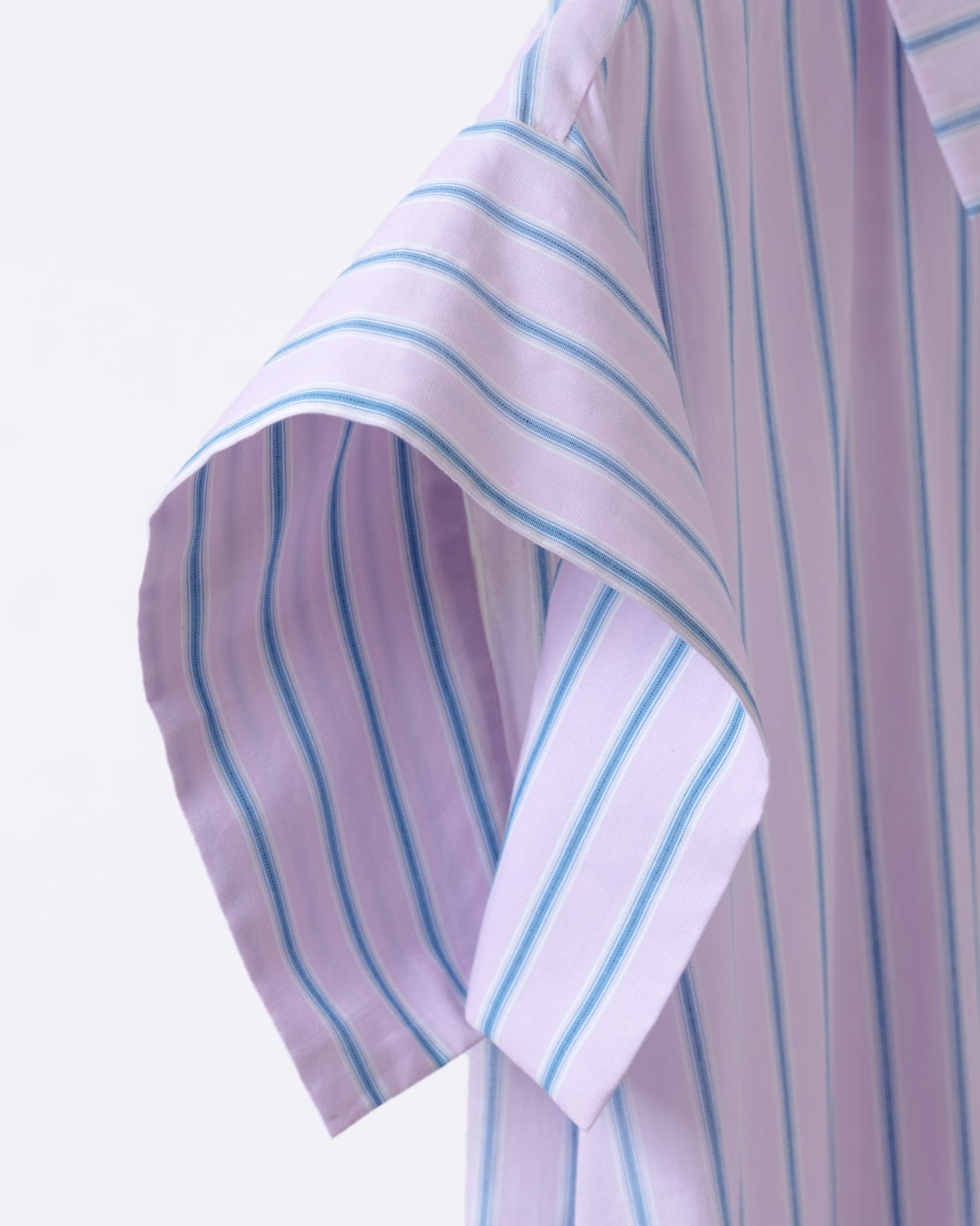 Loose Drop Shoulder Long Striped Shirt (Pink)