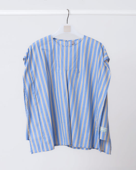 立體剪裁條紋方型上衣(藍色)