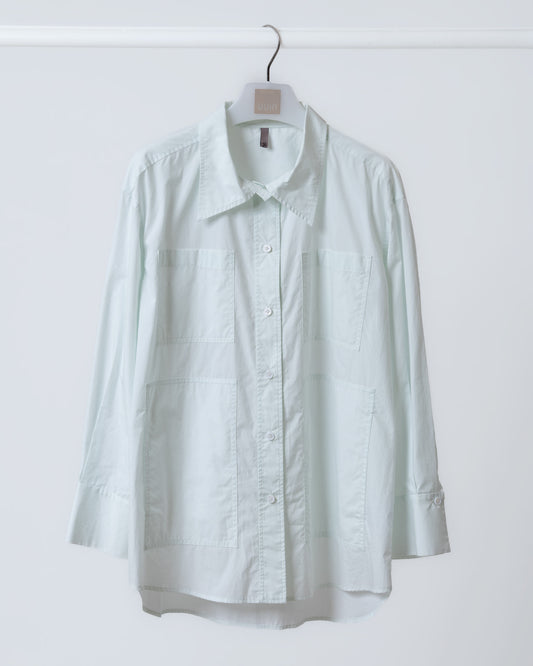 純棉多口袋造型襯衫(淺藍)