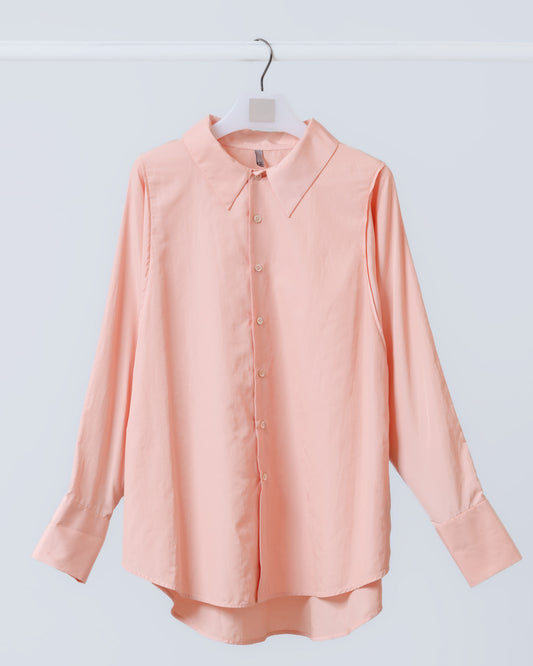 寬版假兩件設計感襯衫(橘色)