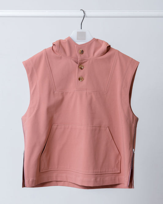 立體剪裁連帽牛仔背心(粉橘)
