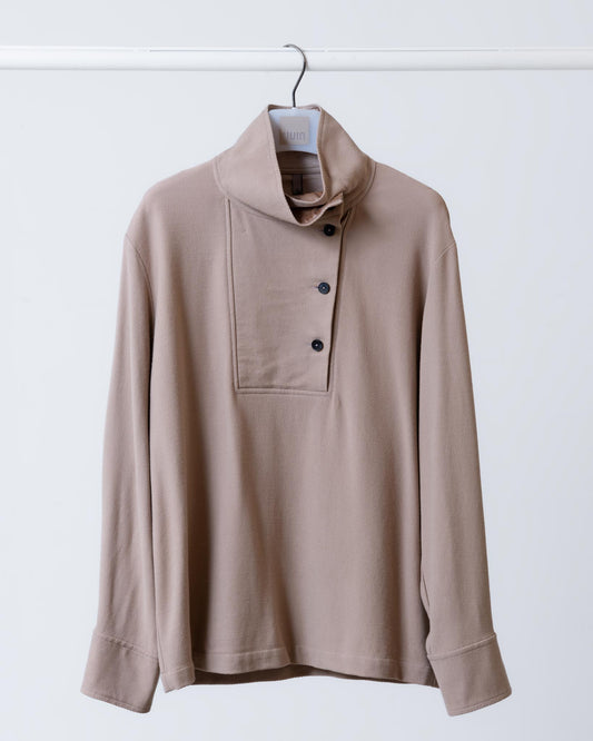 斜紋排釦高領上衣(卡其)