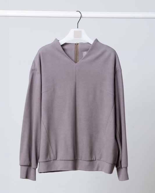 V領開口寬鬆上衣(深卡其)