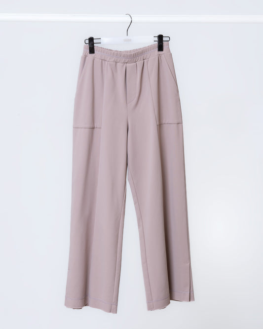 拼接落地寬褲(卡其)