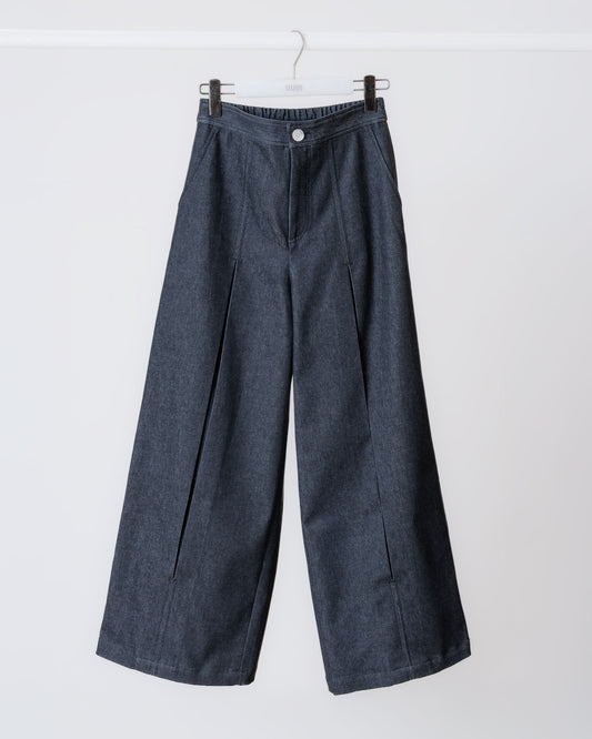 雙縫線寬版牛仔褲(黑色)