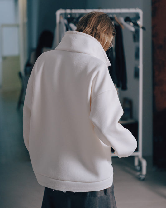 拼接口袋紋理上衣(米白)