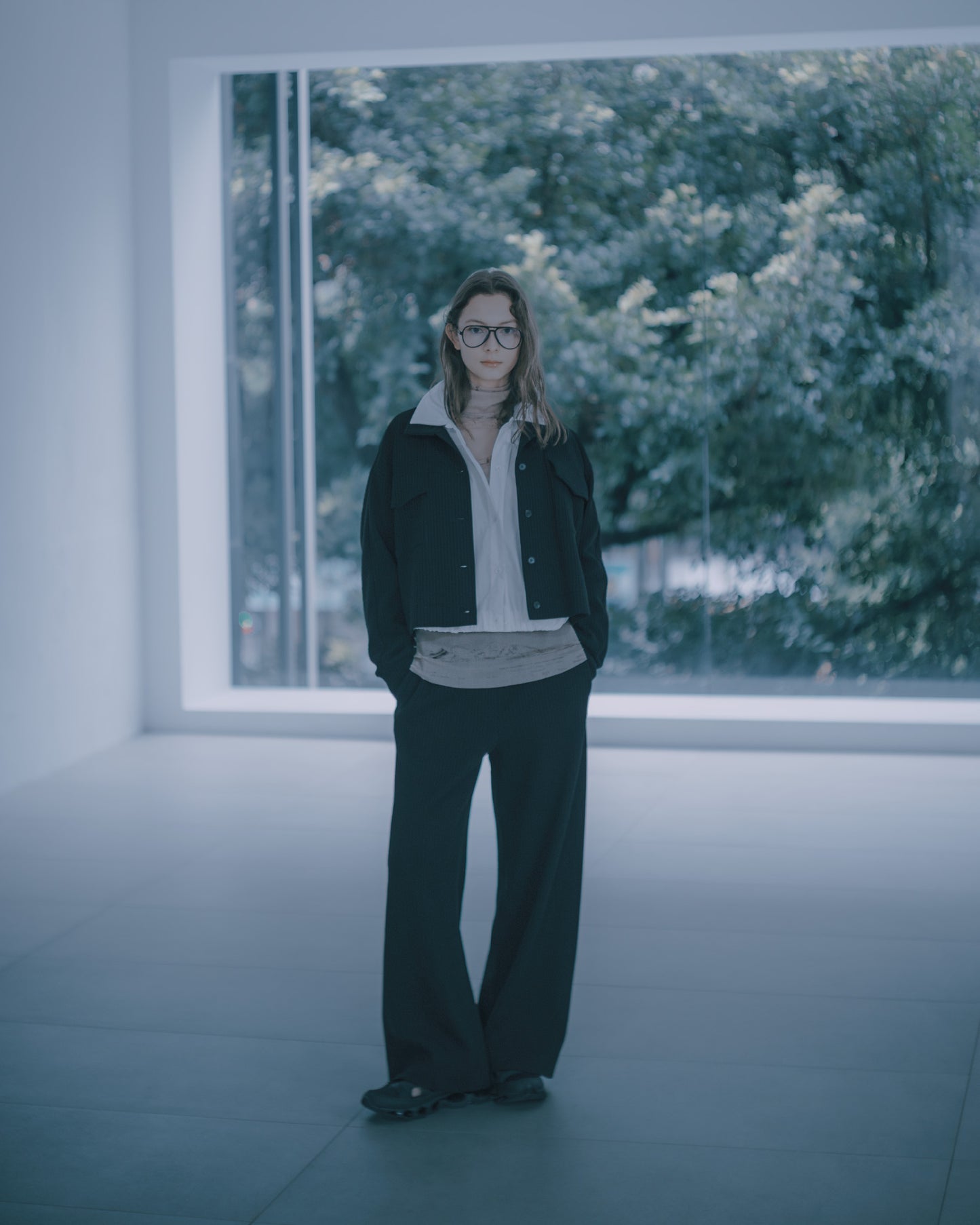 短版翻領牛仔夾克(黑色)