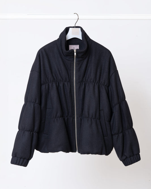 絨毛絎縫鋪棉外套(黑色)