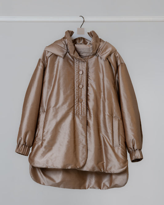 連帽絲質羽絨外套(金色)