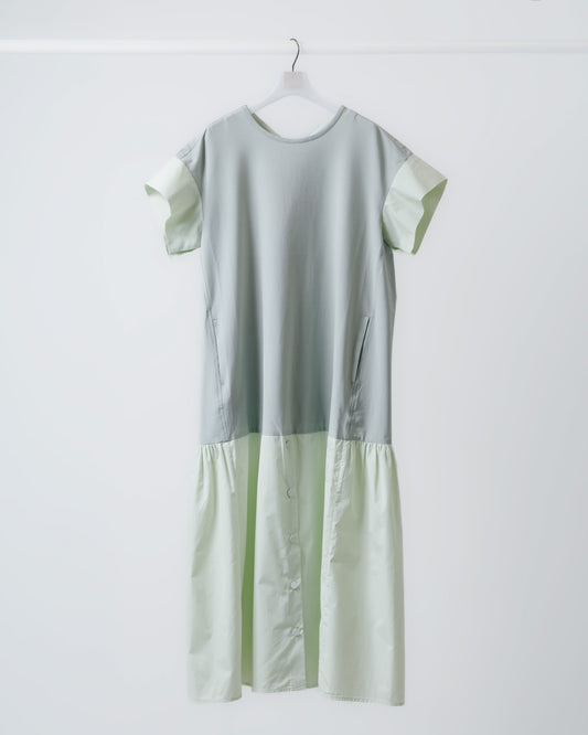 雙色拼接魚尾洋裝(淺綠)