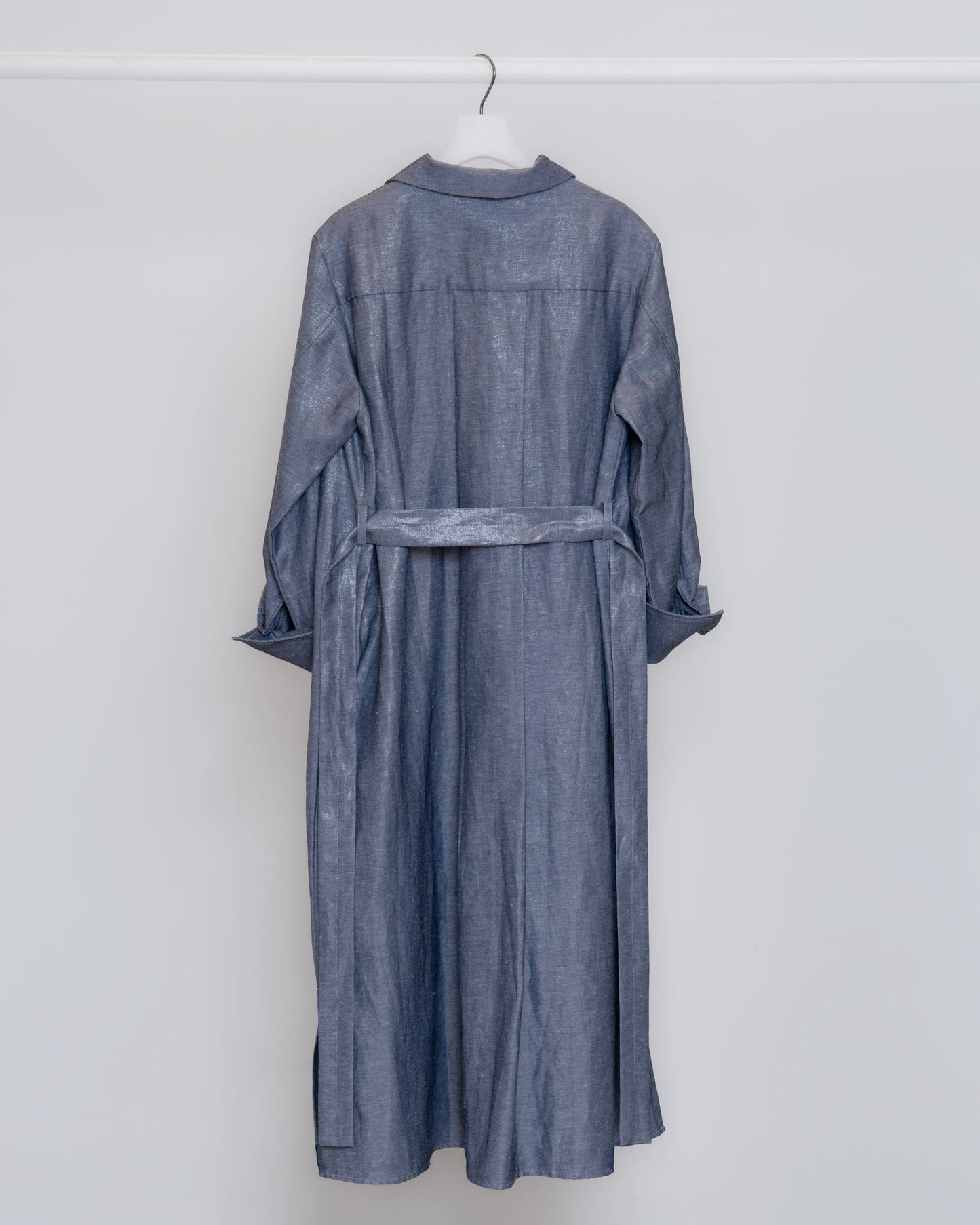 Shiny silver onion twill long dress