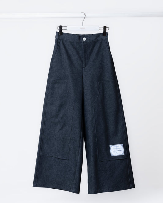 結構褲片拼接牛仔褲(黑色)