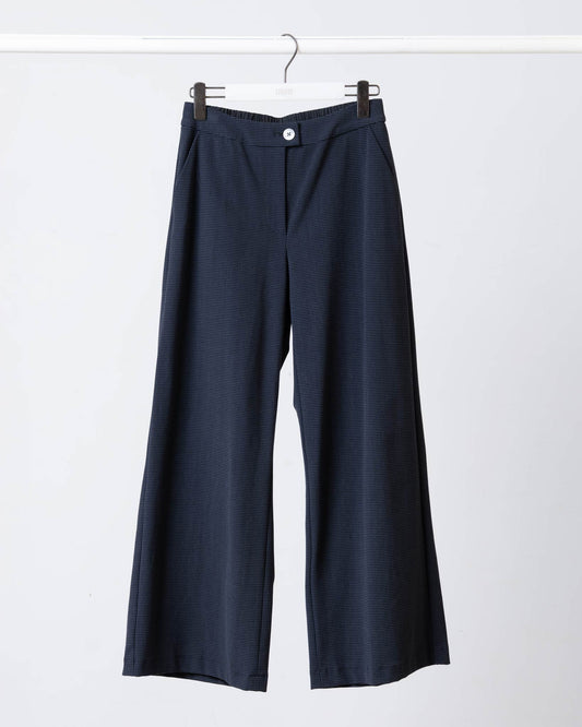 彈性修身千鳥細格寬褲