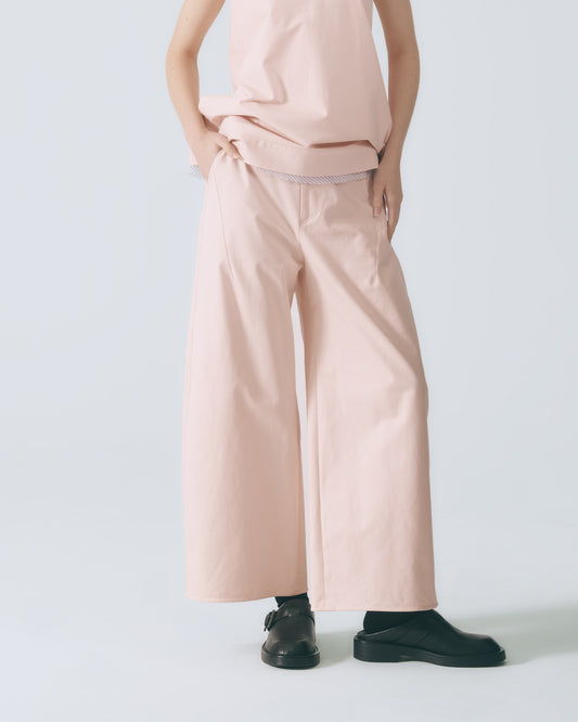 立體剪裁錐形褲(淺粉)