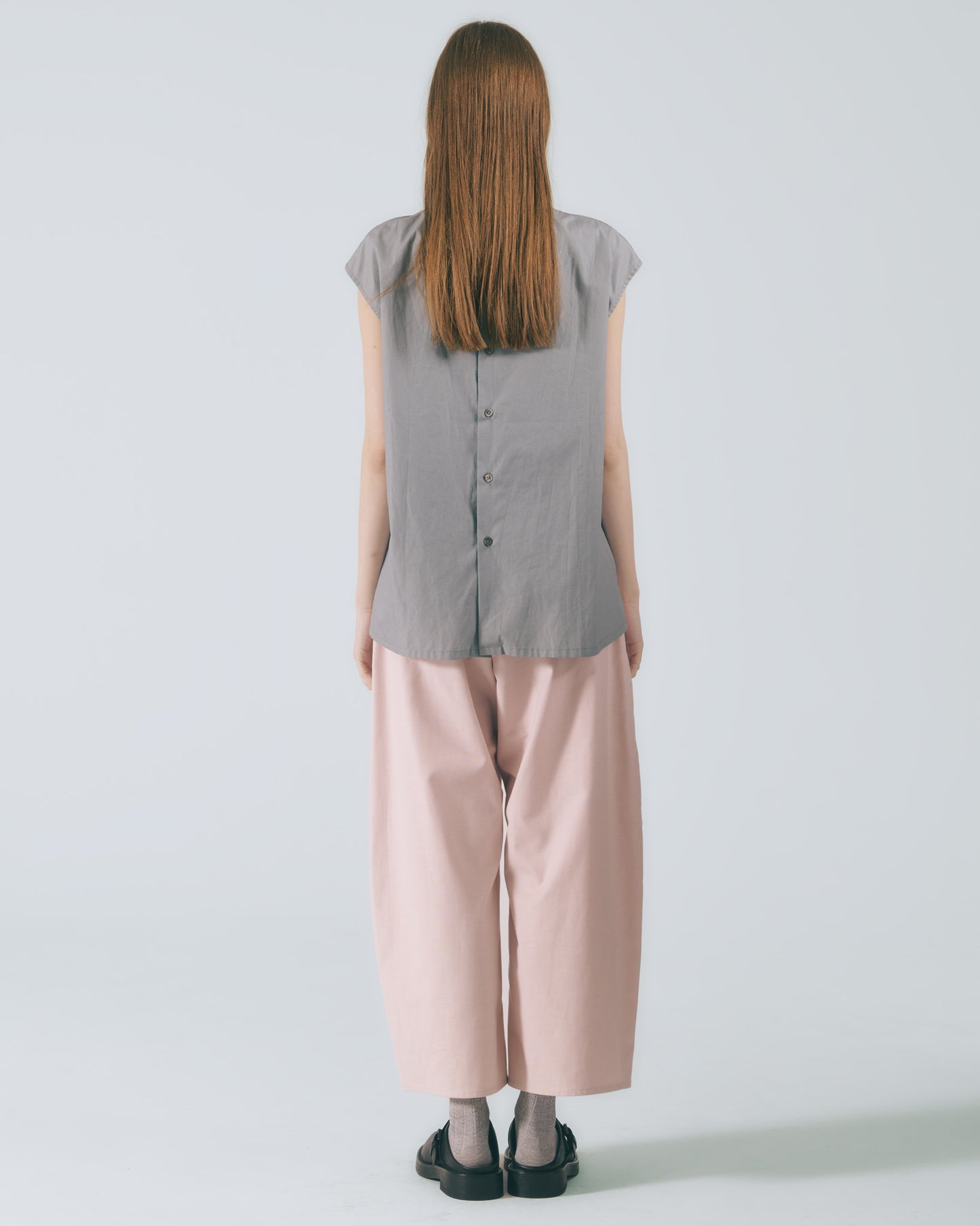 波浪蕾絲剪接錐形褲(粉色)